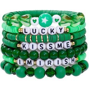 Surfer Heishi Clay Bead Bracelets for Women Bohemian Stackable Gold - Lucky